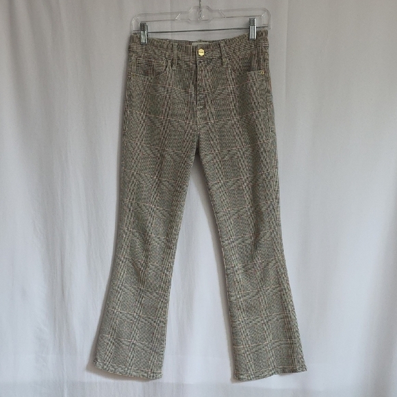 Frame Pants - Frame Gray & Red Plaid Cotton Pants.  Le Crop Mini Boot.  Size Small